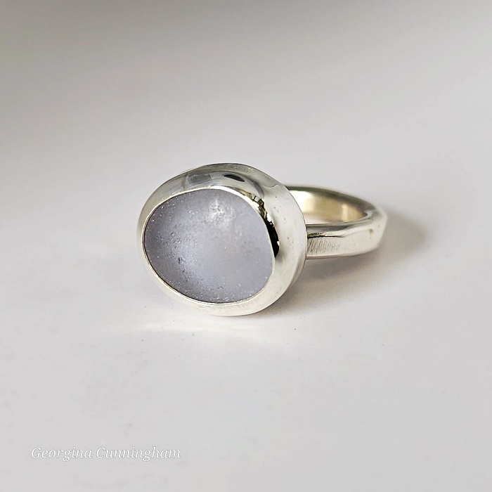 Pale Lavender Seaglass & Sterling Silver Ring | Seaglass Jewellery ...