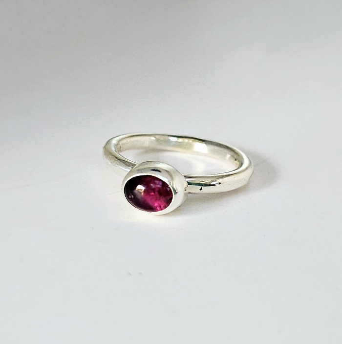 Pink Tourmaline Sterling Silver Ring