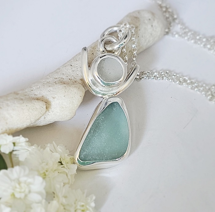 Figurative Sterling Silver & Seaglass Pendant - Image 2