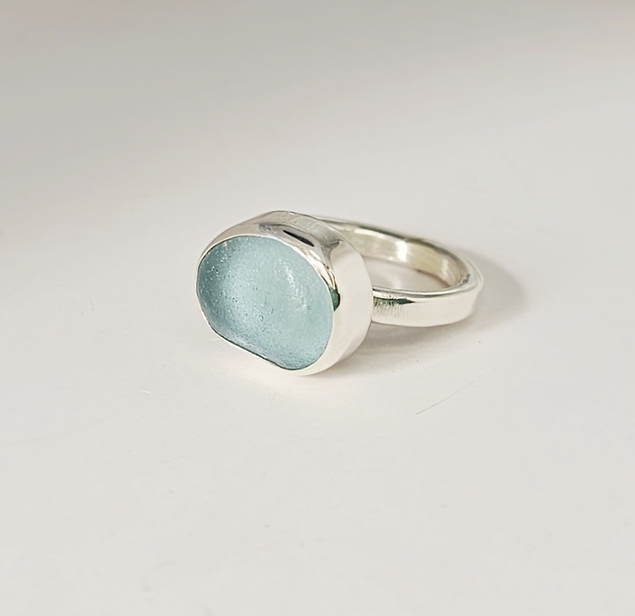 Classic Seaglass Sterling Silver Ring